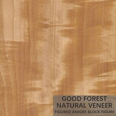 Lembar Veneer Kayu Anigre Alami Gambar Khusus Warna Butir Merah