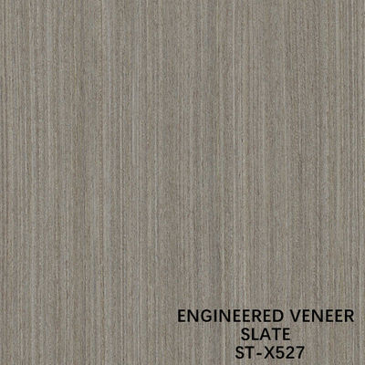 Fancy Recomposed Slate Wood Veneer Walnut X527 Dark Grey Fineline Lurus Grain Untuk Pintu Interior Berkualitas Baik