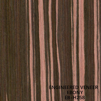 Warna Coklat H258 Direkayasa Veneer Kayu Ebony Slice Cut Fleeced Back Untuk Kulit Pintu