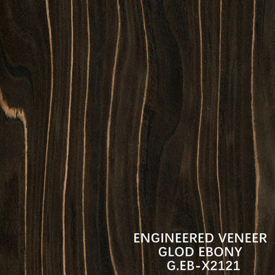 2500-3100MM Ebony Engineered Wood Veneer X2121 Emas Irisan Tekstur Tidak Teratur Untuk Pintu