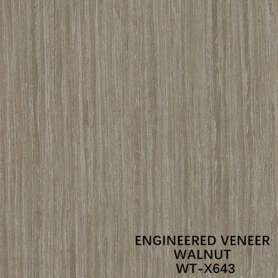 Dekorasi Direkayasa Veneer Kayu Kenari Hitam X643 Butir Lurus Warna Terang ISO