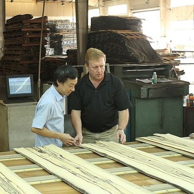 Kabinet / Pintu Kontras Garis Hitam Mahkota Butir Veneer Kayu Jati Alami 0.15-0.55mm