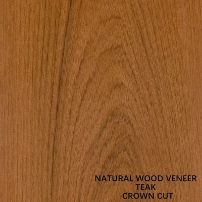 Dekorasi Veneer Kayu Jati Alami Flat Cut Crown Grain 2050-3200mm Panjang