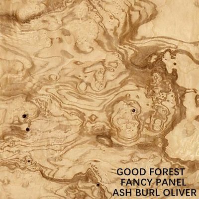 Ukuran Diperpanjang Mewah Natural Ash Burl Oliver Wood Veneer Book Cocok Penyambungan Untuk Dekorasi Hotel ISO