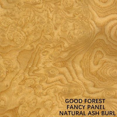 Diperpanjang Ukuran 2745mm Menghadapi Natural Ash Burl Wood Veneer Paint Free Panel Hand Splicing Untuk Dekorasi Hotel