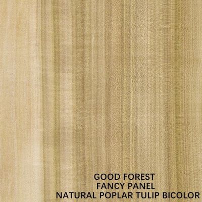 Interior Door Faced Natural Bicolor Tulip Wood Veneer Lurus Grain 2440 / 2745mm