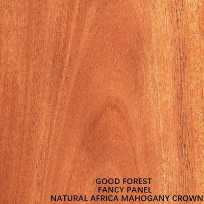 Natural Africa Mahogany Wood Veneer Crown Butir Standar Ukuran 2440 * 1220mm Untuk Kabinet Pintu FSC