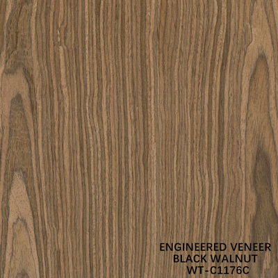 Konstitusi Kayu Veneer Walnut Flat Cut Crown Grain 0.15-0.6mm Brown Untuk Pintu
