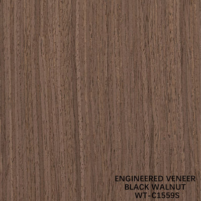 Rekonstitusi American Walnut Wood Veneer 0.15-0.60mm Disesuaikan Layanan Quarter Cut Fine Line Untuk Dekorasi