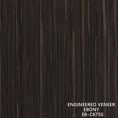 Benar Ebony Warna Insinyur Kayu Veneer Untuk Fancy Lapisan 640-1220mm Lebar Splicing