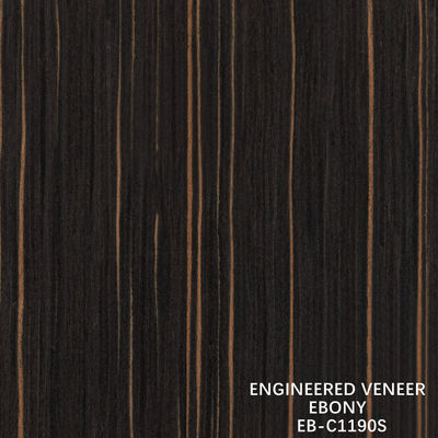 Benar Ebony Warna Insinyur Kayu Veneer Untuk Fancy Lapisan 640-1220mm Lebar Splicing