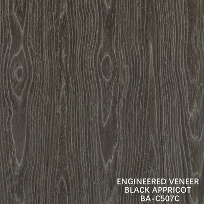 Top A Engineered Wood Veneer Cuci Apricot Hitam Crown Grain Warna Gelap Untuk Dekorasi Lemari Hotel