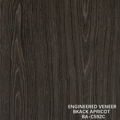 Top A Engineered Wood Veneer Cuci Apricot Hitam Crown Grain Warna Gelap Untuk Dekorasi Lemari Hotel