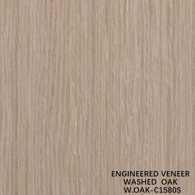 Rekonstitusi Cuci Kayu Oak Veneer Potong Potong Teknik Biji Vertikal Ukuran Standar 2500 * 640mm Papan Dekorasi Indoor
