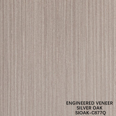 Slice Cut Rekonstitusi Perak Oak Wood Veneer Panjang 2500-3100mm Dapat disesuaikan untuk penutup dinding