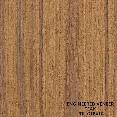 Lembar veneer kayu jati yang direkayasa menghadap panel mewah Crown Grain 0.55mm Ketebalan untuk kabinet