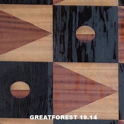 Veneer Kayu Parket Artistik Perasaan Estetika Geometris Angka Geometris Populer Ketebalan 0.50mm Untuk Pintu Kayu