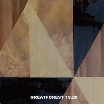 Seni Parket kayu Veneer Kolase Simetris Pola Geometri Kaya Warna Lukisan Kayu 0,55mm