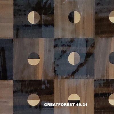 Seni Parket kayu Veneer Kolase Simetris Pola Geometri Kaya Warna Lukisan Kayu 0,55mm