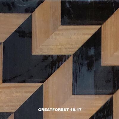 Seni Parket kayu Veneer Kolase Simetris Pola Geometri Kaya Warna Lukisan Kayu 0,55mm