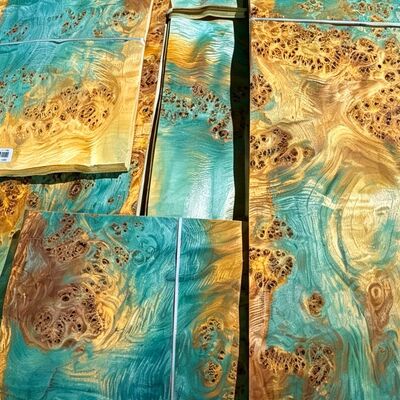 Eco Plant Dyeed Natural Wood Veneer, Vibrant Colorful Iridescent Wood Veneer, Sustainable Decorative Veneer untuk Proyek Meubeling Interior 0.5mm