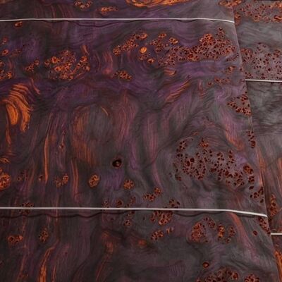 Vibrant Iridescent Plant Dyeed Natural Wood Veneer, Sustainable Eco-Friendly Decorative Wood Veneer untuk Desain Perabotan Interior Mewah