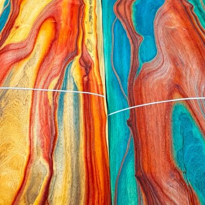 Natural Eco-Friendly Plant Dyeed Wood Veneer, Vibrant Multi-Colored Decorative Wood Veneer, Ukuran Khusus untuk Furnitur, Pintu dan Dekorasi Dinding Interior