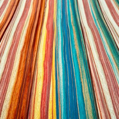 Natural Eco-Friendly Plant Dyeed Wood Veneer, Vibrant Multi-Colored Decorative Wood Veneer, Ukuran Khusus untuk Furnitur, Pintu dan Dekorasi Dinding Interior