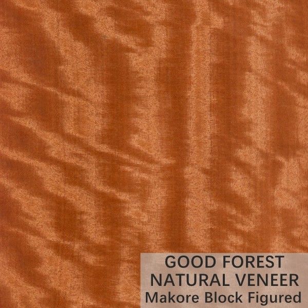 Warna Makore Natural Wood Veneer Crown Cut Grain Layanan Disesuaikan