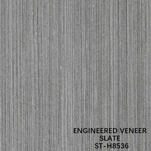 Direkayasa Slate Wood Veneer Walnut H8536 Lurus Fineline Butir Warna Abu-abu Gelap Untuk Dekorasi Diperpanjang Ukuran 3100mm