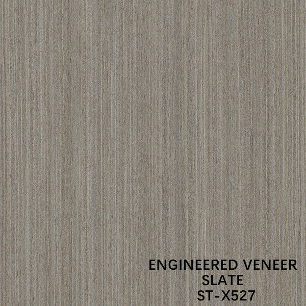 Fancy Recomposed Slate Wood Veneer Walnut X527 Dark Grey Fineline Lurus Grain Untuk Pintu Interior Berkualitas Baik