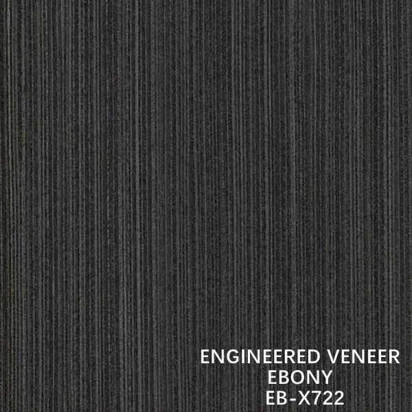 Pintu Dan Jendela Potong Recon Veneer Kayu Ebony X722 Fineline Grain Warna Hitam ISO