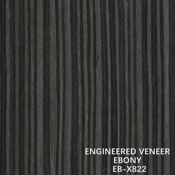 X822 Lurus Grain Warna Abu-abu Buatan Veneer Kayu Ebony Untuk Bahan Olahraga