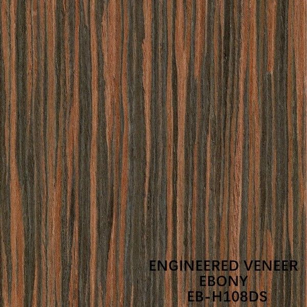 Wajah Kabinet Fancy Rekomposisi Veneer Kayu Eboni Warna Coklat H108DS Butir Lurus
