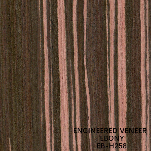Warna Coklat H258 Direkayasa Veneer Kayu Ebony Slice Cut Fleeced Back Untuk Kulit Pintu