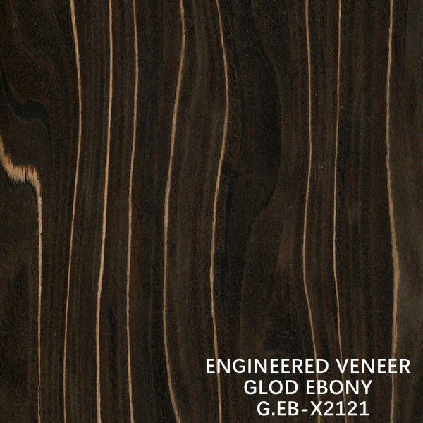 2500-3100MM Ebony Engineered Wood Veneer X2121 Emas Irisan Tekstur Tidak Teratur Untuk Pintu