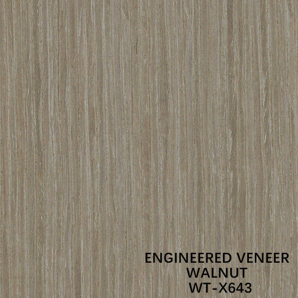 Dekorasi Direkayasa Veneer Kayu Kenari Hitam X643 Butir Lurus Warna Terang ISO