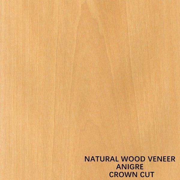 Dekorasi Kayu alami Anigre Veneer Flat Cut Crown Grain 0.18-0.55 mm Ketebalan