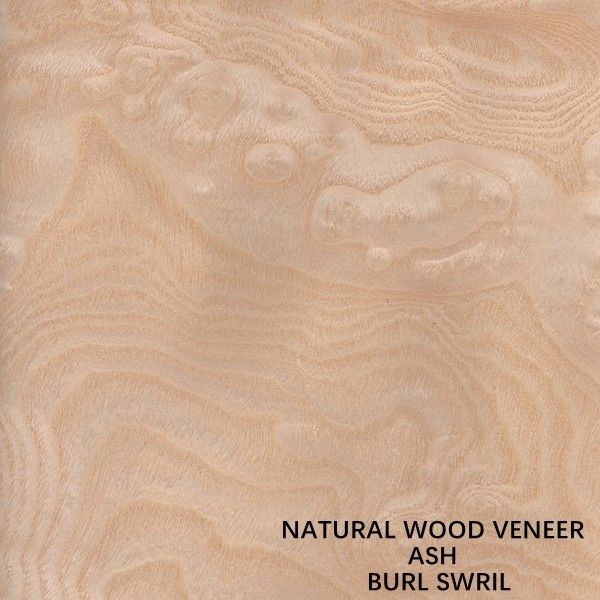 FSC Natural White Ash Burl Veneer Spiral Pattern Grain A Grade Untuk Ketebalan Dekorasi Hotel 0,5-0,55mm