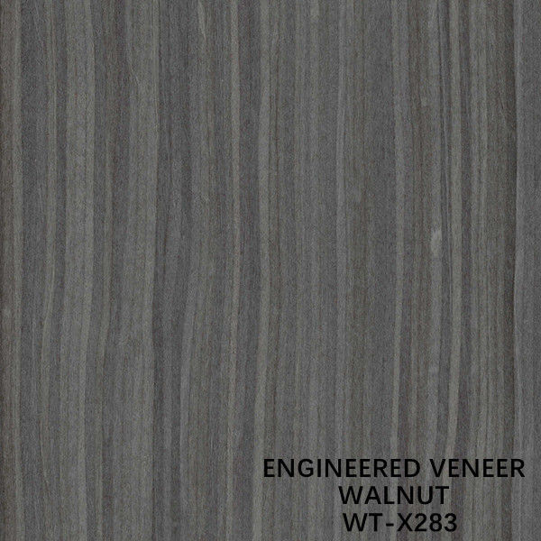 Man Made Walnut Wood Veneer Warna abu-abu Biji lurus 2500-3050mm Panjang WT-X283