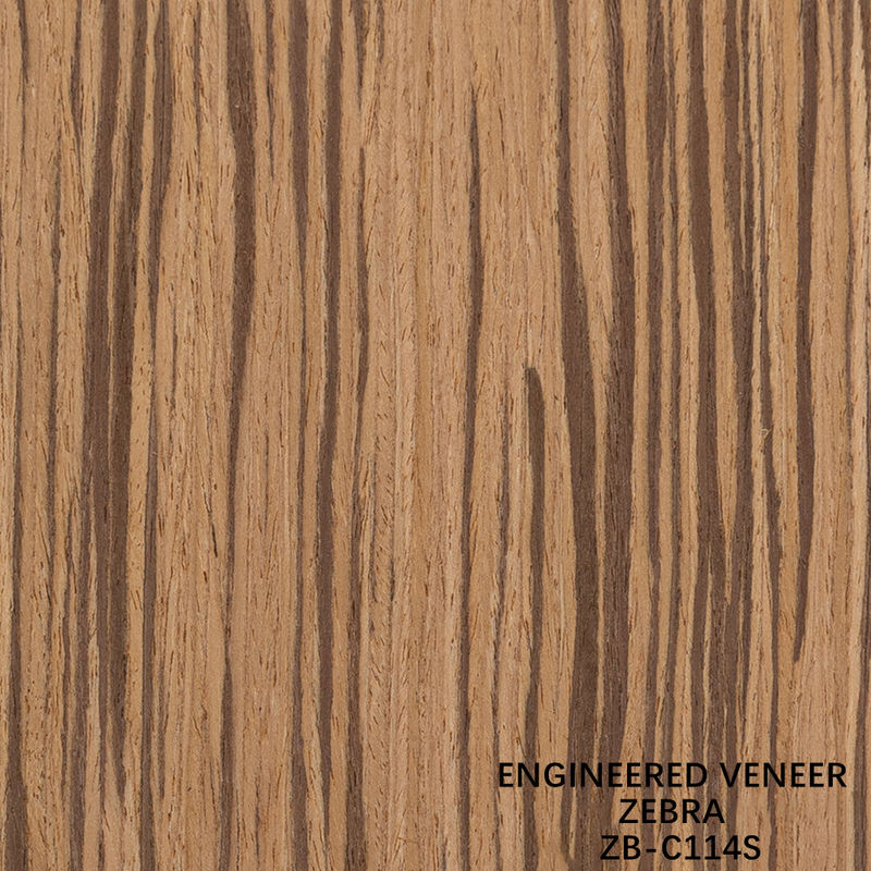 Papan Dekoratif Dalam Ruangan Veneer Kayu Rekonstitusi Zebra Lurus 2500mm ZB-114S / 115S