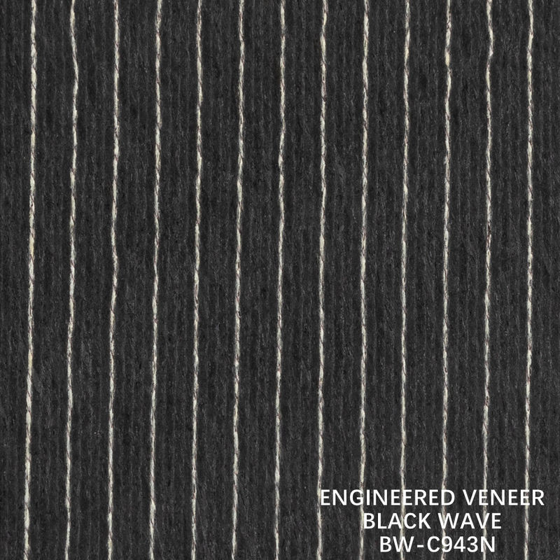 2500-3100mm Wood Veneer Hitam Ripple 943N Hitam Dan Putih Untuk Penutup Dinding