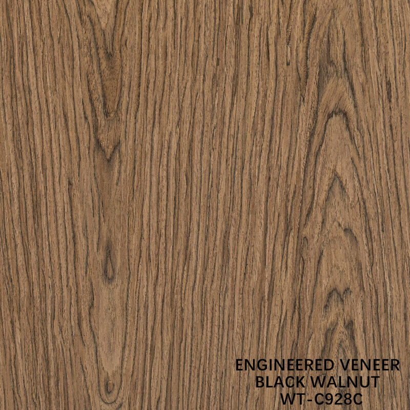 Konstitusi Kayu Veneer Walnut Flat Cut Crown Grain 0.15-0.6mm Brown Untuk Pintu