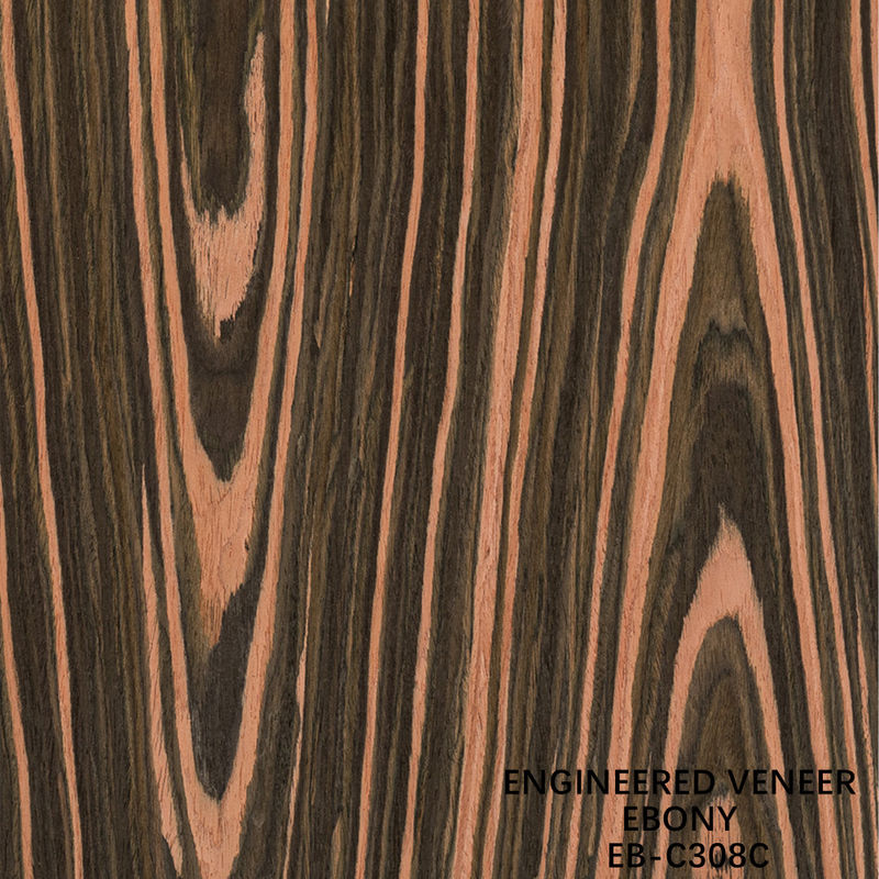 Rekonstitusi Insinyur Kayu Veneer EB-C308C Crown Cut Ebony 0.15-0.60mm Ketebalan Untuk Interior Mobil