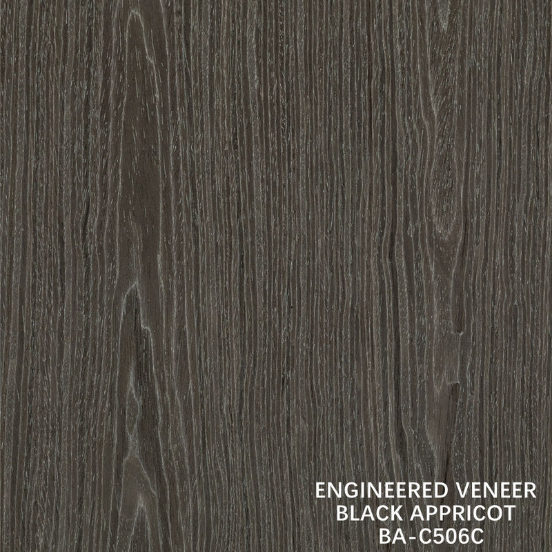 Top A Engineered Wood Veneer Cuci Apricot Hitam Crown Grain Warna Gelap Untuk Dekorasi Lemari Hotel