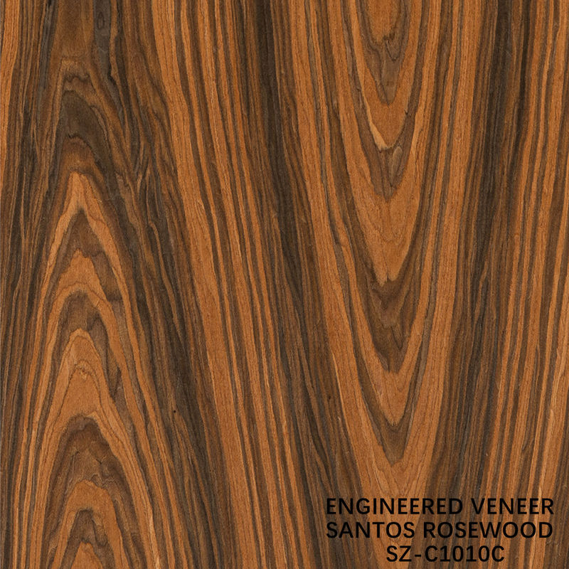 Laminated Santos Rosewood Kayu Veneer Mahkota Ketebalan butir dapat disesuaikan 0.15-1.8mm Untuk Untuk wajah kabinet