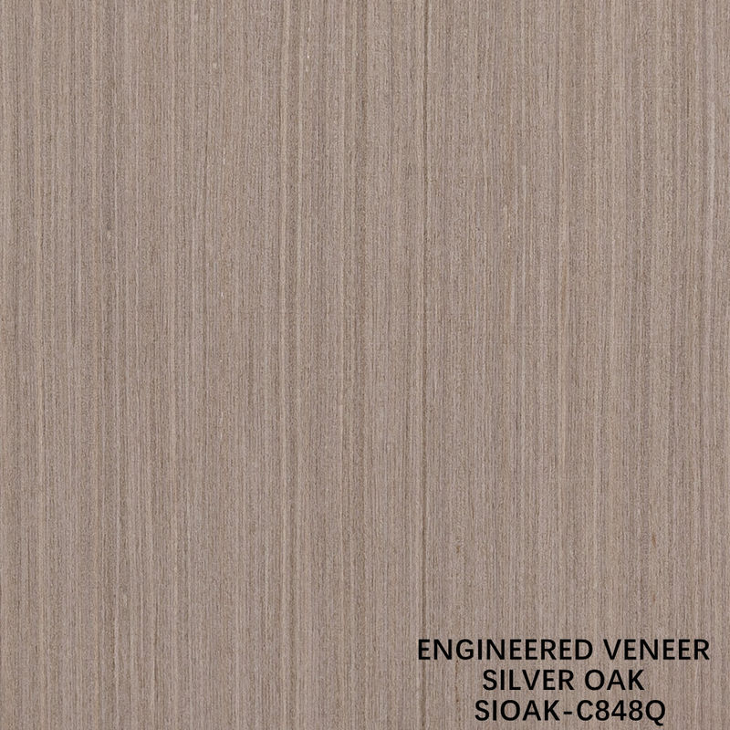 Slice Cut Rekonstitusi Perak Oak Wood Veneer Panjang 2500-3100mm Dapat disesuaikan untuk penutup dinding