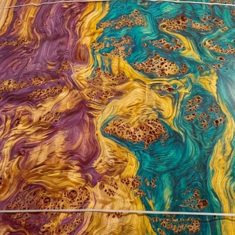 Natural Eco-Friendly Plant Dyeed Wood Veneer, Vibrant Multi-Colored Decorative Wood Veneer, Ukuran Khusus untuk Furnitur, Pintu dan Dekorasi Dinding Interior