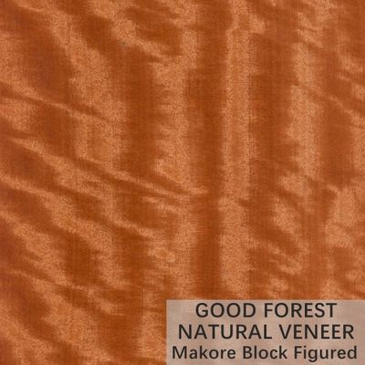 Warna Makore Natural Wood Veneer Crown Cut Grain Layanan Disesuaikan