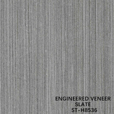 Direkayasa Slate Wood Veneer Walnut H8536 Lurus Fineline Butir Warna Abu-abu Gelap Untuk Dekorasi Diperpanjang Ukuran 3100mm